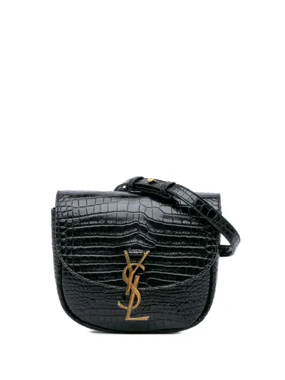 Pre-owned Saint Laurent 2021 Small Croc Embossed Monogram Kaia Crossbody Bag