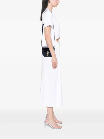 Pre-owned Saint Laurent 2021 Small Croc Embossed Monogram Kaia Crossbody Bag In Black