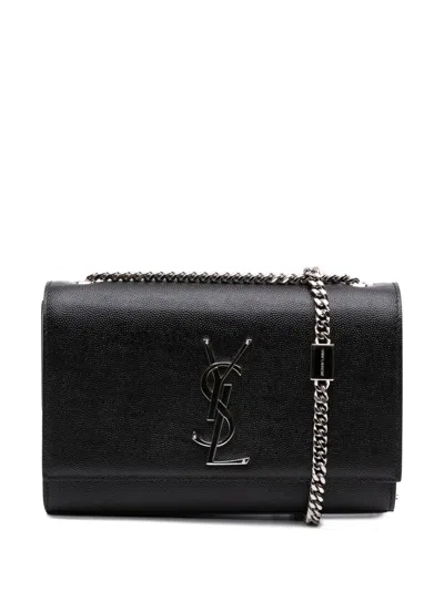 Pre-owned Saint Laurent 2021 Small Grain De Poudre Kate Crossbody Bag In Black