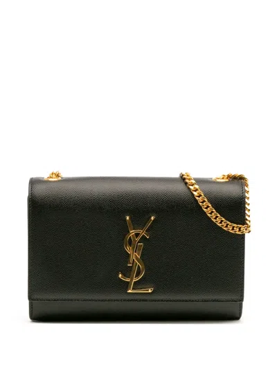 Pre-owned Saint Laurent 2021 Small Grain De Poudre Monogram Kate Crossbody Bag In Black
