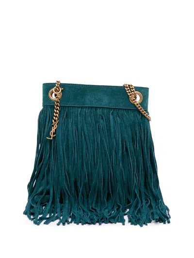 Pre-owned Saint Laurent 2021 Small Suede Grace Fringe Hobo Bag