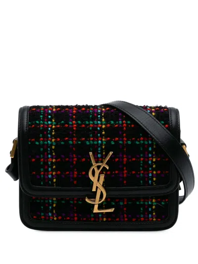 Pre-owned Saint Laurent 2021 Small Tweed Solferino Crossbody Bag In Black