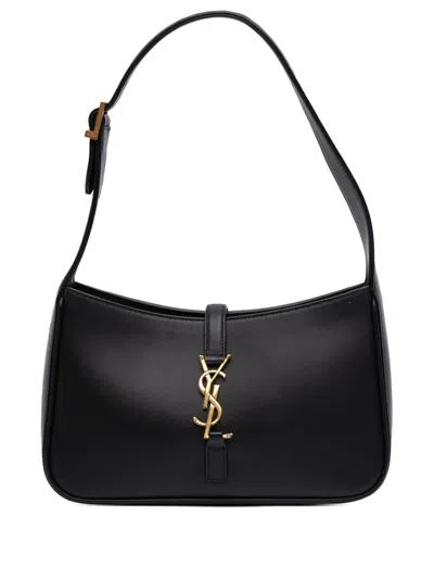 Pre-owned Saint Laurent 2021 Smooth Calfskin Le 5 A 7 Hobo Shoulder Bag In Black