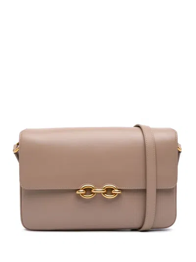 Pre-owned Saint Laurent 2021 Smooth Calfskin Le Maillon Crossbody Bag In Brown