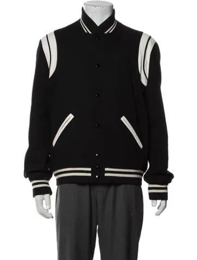 Pre-owned Saint Laurent 2021 Teddy Bomber Jacket In Black