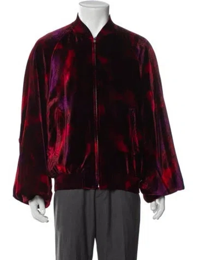 Pre-owned Saint Laurent 2021 Teddy Bomber Jacket W/ Tags In Red