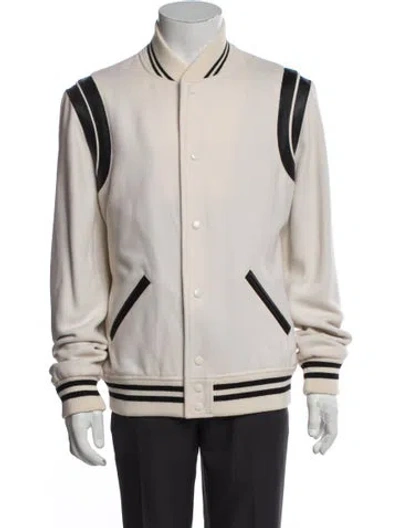 Pre-owned Saint Laurent 2021 Teddy Varsity Jacket In Neutral