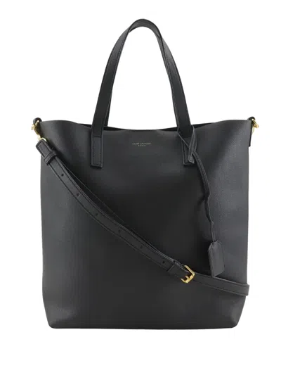 Pre-owned Saint Laurent 2021 Toy Leather North South Shopping Tote Satchel In Black