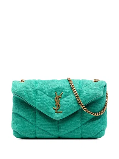 Pre-owned Saint Laurent 2021 Toy Matelasse Canvas Monogram Loulou Crossbody Bag In Green