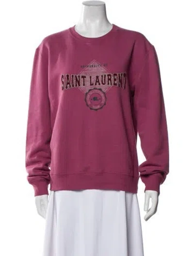Pre-owned Saint Laurent 2021 "university" Sweatshirt In Pink