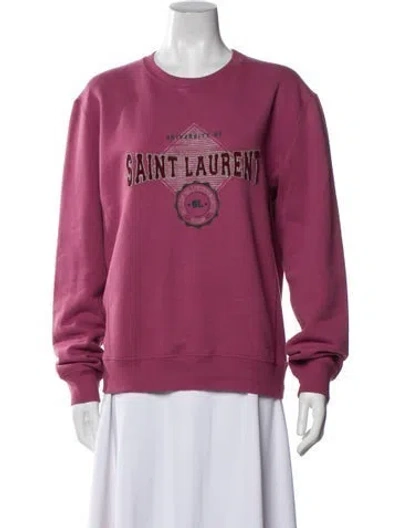 Pre-owned Saint Laurent 2021 "university" Sweatshirt In Pink