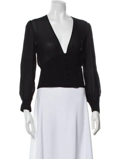 Pre-owned Saint Laurent 2021 V-neck Blouse In Black