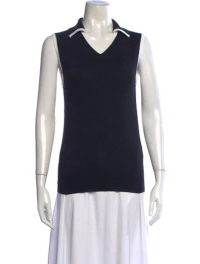 Pre-owned Saint Laurent 2021 V-neck Polo In Blue