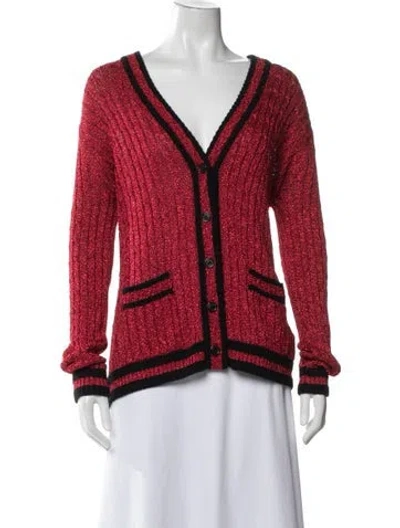Pre-owned Saint Laurent 2021 V-neck Sweater In Red