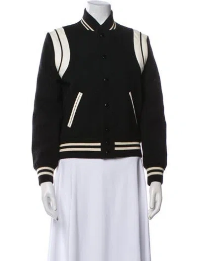 Pre-owned Saint Laurent 2021 Wool Bomber Jacket In Black