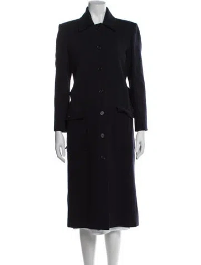 Pre-owned Saint Laurent 2021 Wool Trench Coat In Blue