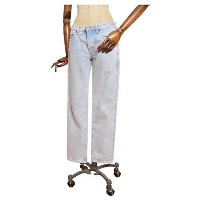 Pre-owned Saint Laurent 2021 Yves  Acid Wash Bleached Denim Loose Low Rise Boyfriend Jeans In Gray