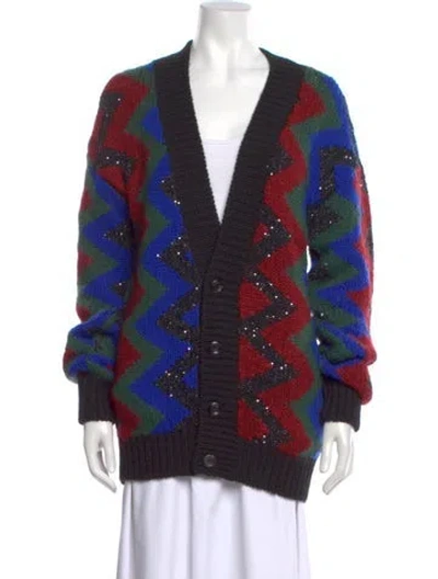 Pre-owned Saint Laurent 2021 Zig Zag Jacquard Sweater In Black