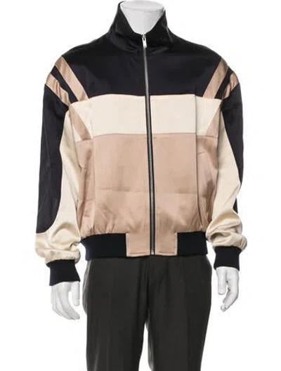 Pre-owned Saint Laurent 2022 Colorblock Pattern Bomber Jacket In Brown
