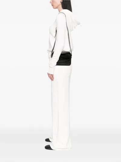 Pre-owned Saint Laurent 2022 Crocodile Embossed Leather Camp Camera Bag Crossbody Bag In Black