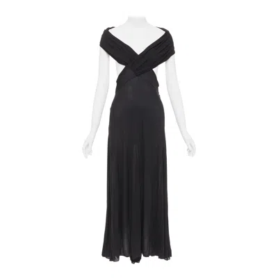 Pre-owned Saint Laurent 2022 Cut Out Gathered Off Shoulder Open Back Midi Dress Fr38 S In Black