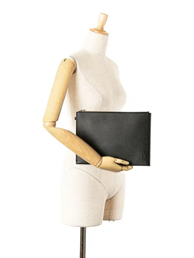 Pre-owned Saint Laurent 2022 Grained Calfskin Monogram Clutch Bag