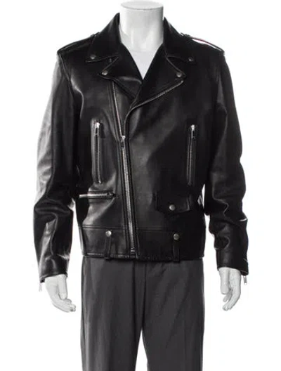 Pre-owned Saint Laurent 2022 Lambskin Moto Jacket In Black