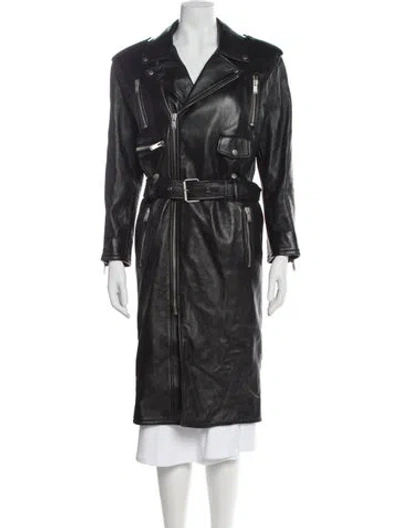 Pre-owned Saint Laurent 2022 Lambskin Trench Coat In Black