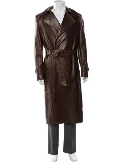 Pre-owned Saint Laurent 2022 Lambskin Trench Coat In Brown