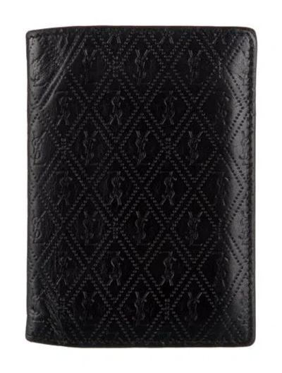 Pre-owned Saint Laurent 2022 Le Monogramme Allover East/west Bifold Wallet In Black