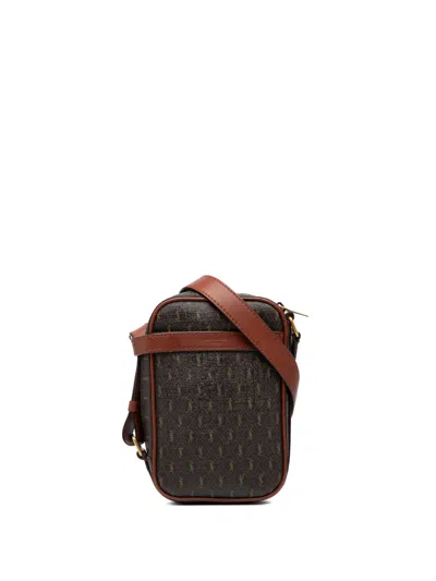 Pre-owned Saint Laurent 2022 Le Monogramme Coated Canvas Pouch Crossbody Bag In Brown