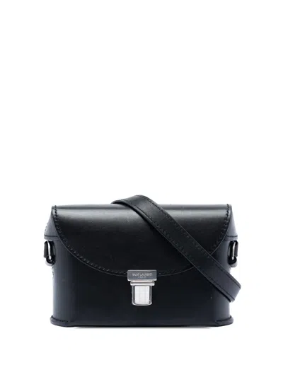 Pre-owned Saint Laurent 2022 Leather Tuc Box Crossbody Bag In Black