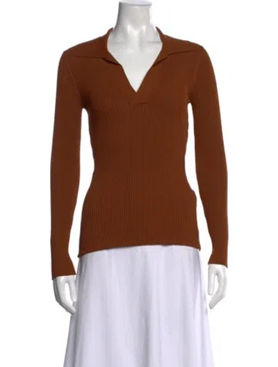Pre-owned Saint Laurent 2022 Long Sleeve Polo In Brown