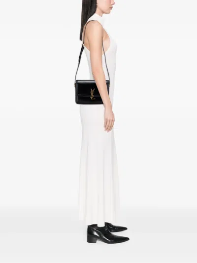 Pre-owned Saint Laurent 2022 Medium Calfskin Solferino Satchel In Box Crossbody Bag In Black