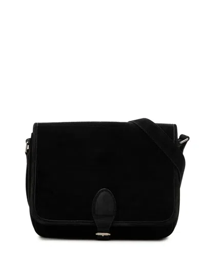 Pre-owned Saint Laurent 2022 Medium Le Monogramme Velvet Crossbody Bag In Black