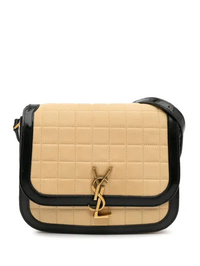 Pre-owned Saint Laurent 2022 Medium Quilted Suede Monogram Solferino Crossbody Bag In Brown