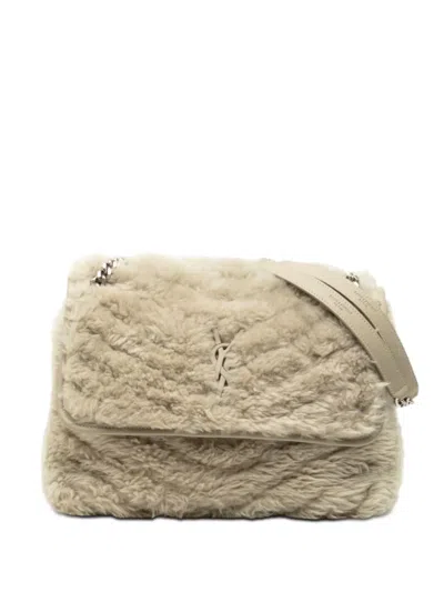 Pre-owned Saint Laurent 2022 Medium Shearling Niki Shoulder Bag In Brown