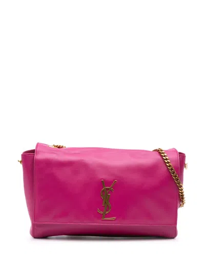 Pre-owned Saint Laurent 2022 Medium Smooth Calfskin And Suede Reversible Kate Crossbody Bag In Pink