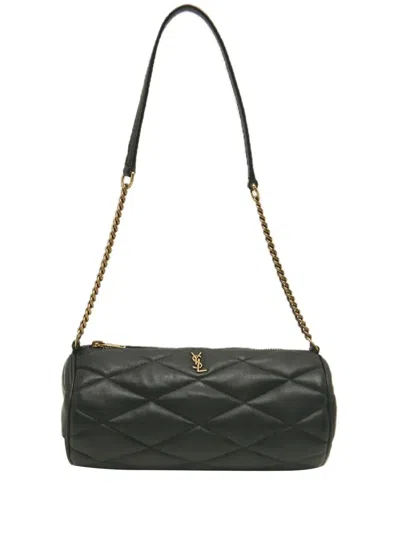 Pre-owned Saint Laurent 2022 Mini Quilted Lambskin Sade Tube Bag Shoulder Bag In Black