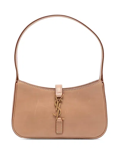 Pre-owned Saint Laurent 2022 Mini Smooth Calfskin Le 5 A 7 Hobo Shoulder Bag In Brown