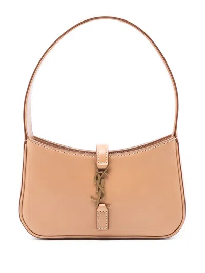 Pre-owned Saint Laurent 2022 Mini Smooth Calfskin Le 5 A 7 Shoulder Bag In Brown