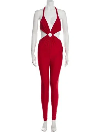 Pre-owned Saint Laurent 2022 Plunge Neckline Jumpsuit In Red