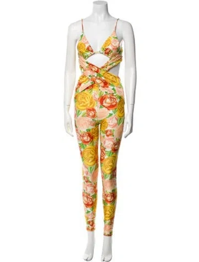 Pre-owned Saint Laurent 2022 Printed Jumpsuit In Yellow