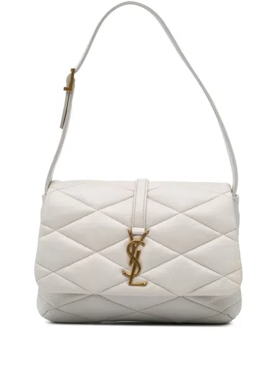 Pre-owned Saint Laurent 2022 Quilted Lambskin Le 57 Shoulder Bag In White