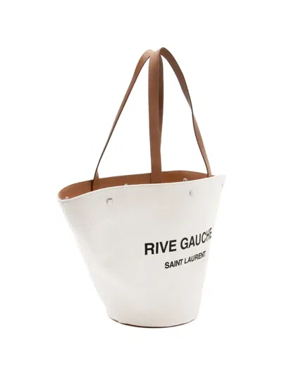 Pre-owned Saint Laurent 2022 Rive Gauche Trapezoid Tote Bag In Neutral