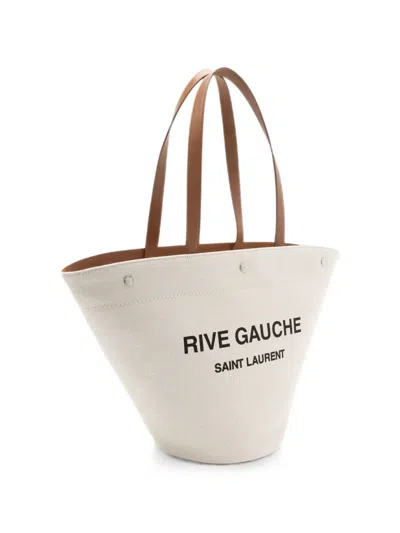 Pre-owned Saint Laurent 2022 Rive Gauche Trapezoid Tote Bag In Neutrals
