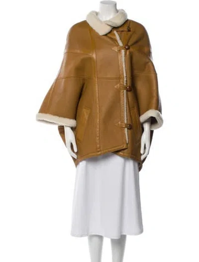 Pre-owned Saint Laurent 2022 Shearling Fur Coat In Brown