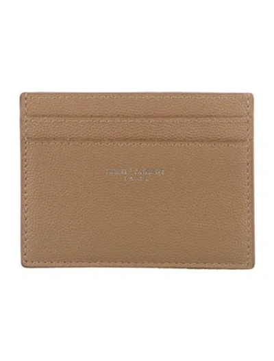 Pre-owned Saint Laurent 2022 Signature Logo Card Holder In Neutral