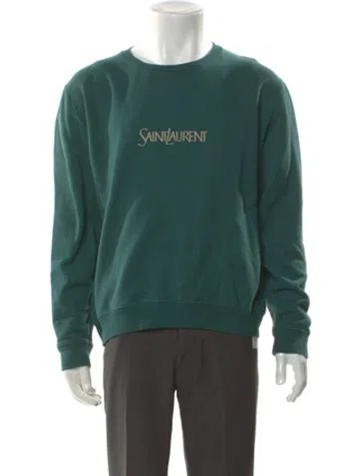 Pre-owned Saint Laurent 2022 Signature Logo Sweatshirt In Blue