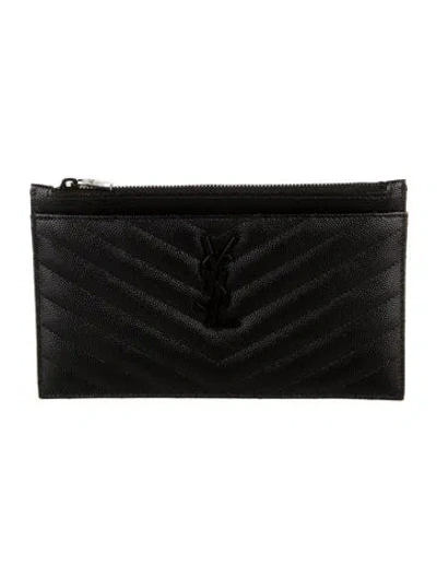 Pre-owned Saint Laurent 2022 Signature Logo Wallet In Black